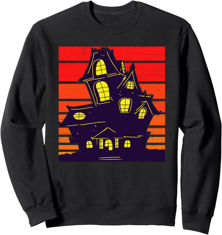 Spukhaus Halloween Sonnenuntergang Streifen Sweatshirt