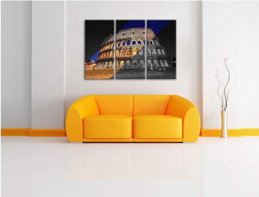 Pixxprint Colosseum in Rom Italien als Leinwandbild | Grösse: 3 Teilig (120x80) | Wandbild| Kunstdru