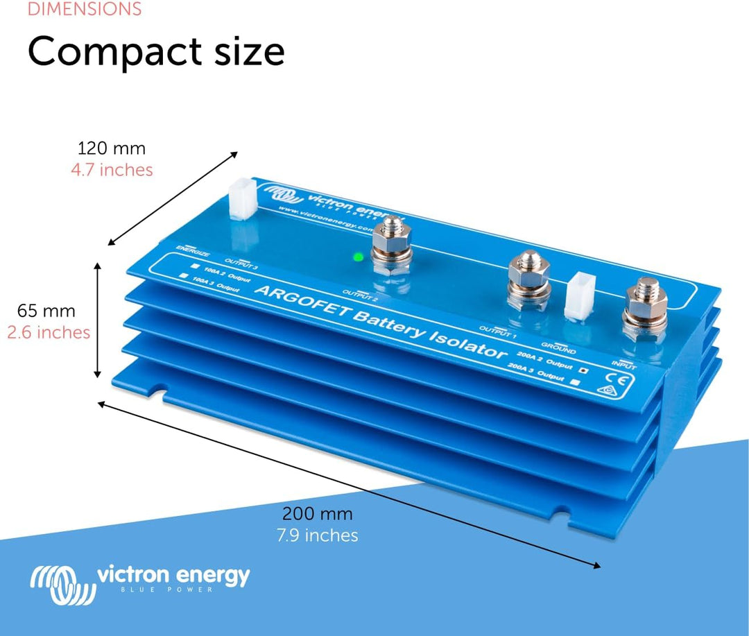 Victron Energy ArgoFET Batterietrenner 200-2AC (2 Batterien 200 Amp), Einzelhandel STANDARD, STANDAR