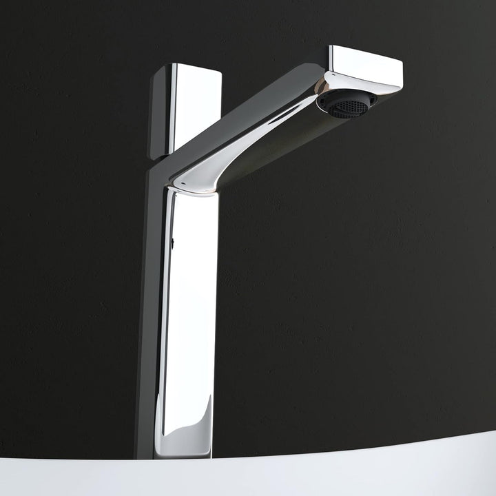 Mai & Mai Wasserhahn Bad Waschtischarmatur eckiges Design Badarmatur Silber Chrom 30,9cm hoch Wascht