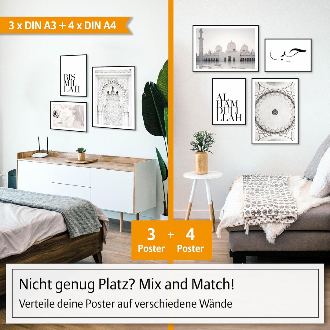 Hyggelig Home Premium Poster Set - 7 passende Bilder im stilvollen Set - Collage Bild Wand Deko - Se