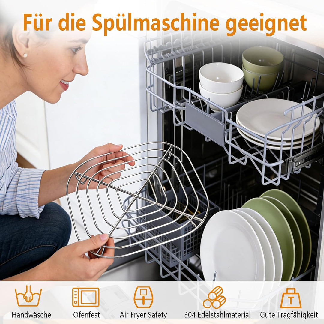 2er-Pack Ersatz Airfryer Grillrost Edelstahl, Kompatibel mit Ninja Crispi Pro Air Fryer FN101, für N