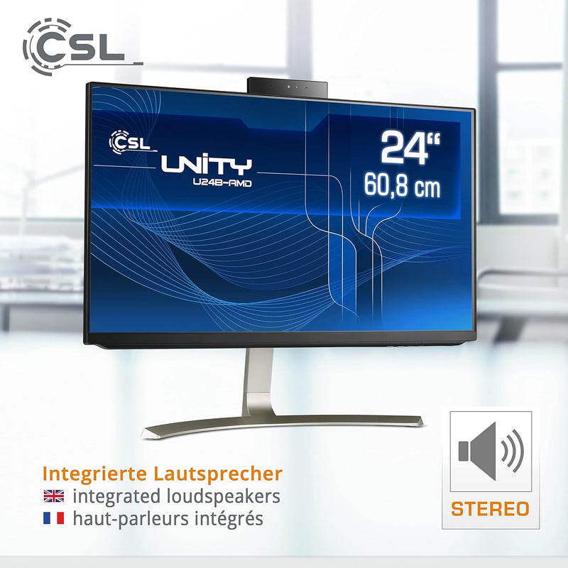 All-in-One-PC CSL Unity U24B-AMD, 60,5 cm (23,8 Zoll, 1920x1080 Full HD) - Leistungsstarker AIO (AMD