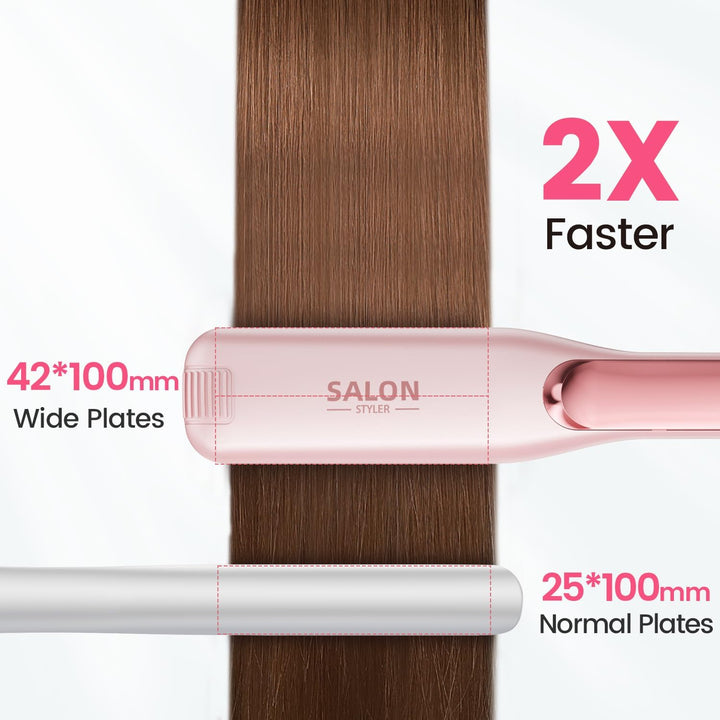 Dekuri Glätteisen, 42 mm breite Platten, wasserbasierter Keramik-Glätteisen Locken und Glätten, Haar