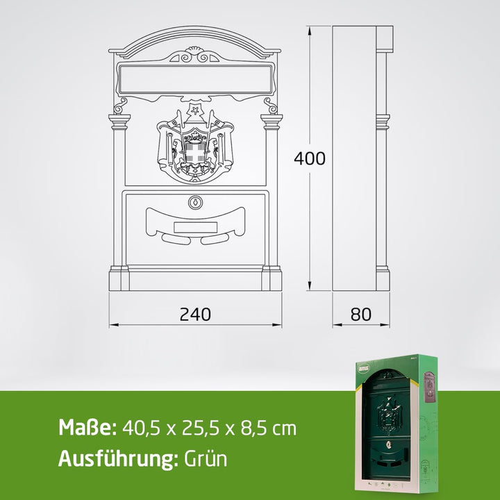 Amig – Briefkasten im klassischen Stil für den Aussenbereich - Postschliessfach für Mauern, Mauern o