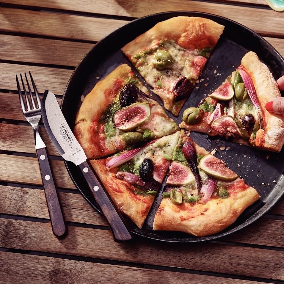 Tramontina PIZZA Besteck, 8-tlg Set, für 4 Personen, rostfreier Edelstahl, FSC-zertifizierte Holzgri
