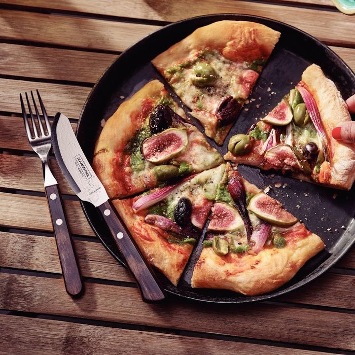 Tramontina PIZZA Besteck, 8-tlg Set, für 4 Personen, rostfreier Edelstahl, FSC-zertifizierte Holzgri