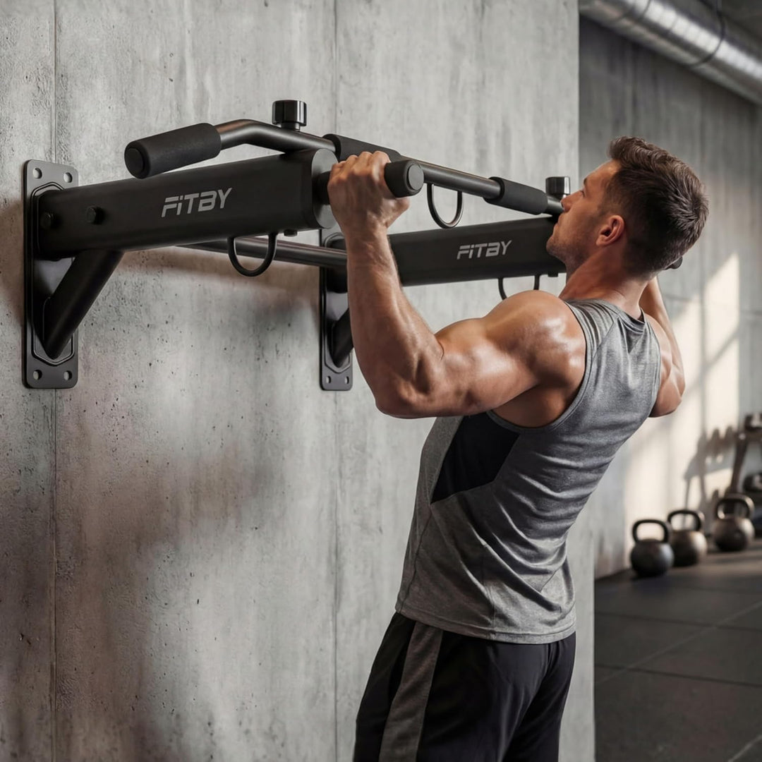 Pull Up Bar - 4-in-1 Klimmzugstange für Wandmontage - Multifunktionale Pull Up Station für Krafttrai