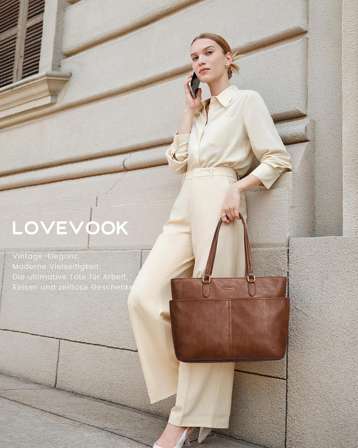 LOVEVOOK Handtasche Damen Gross, Laptoptasche 15,6/17,3 Zoll, Arbeitstasche | Shopper Tasche Elegant