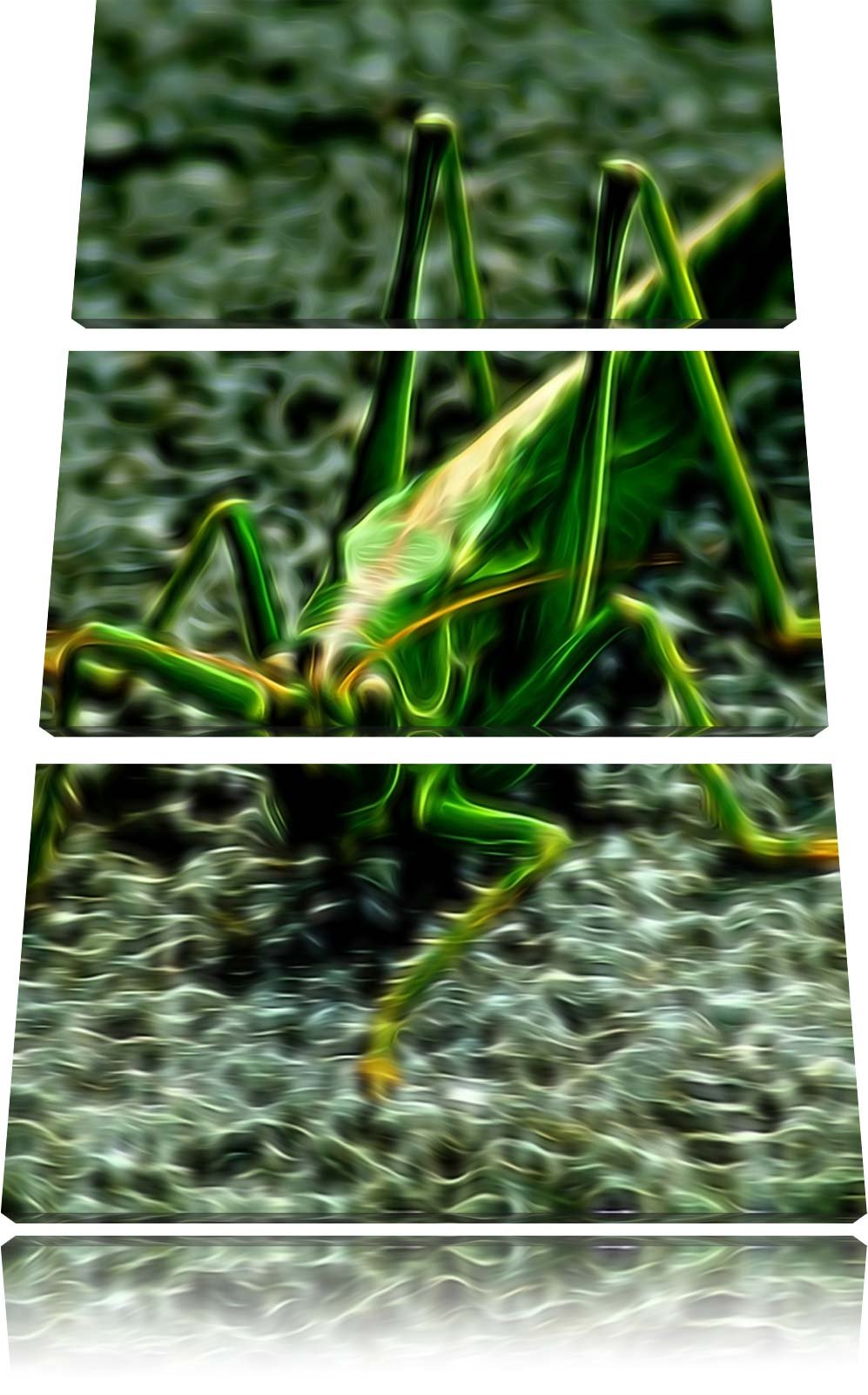 freche kleine Heuschrecke NewArt 3-Teiler Leinwandbild 120x80 Bild auf Leinwand, XXL riesige Bilder