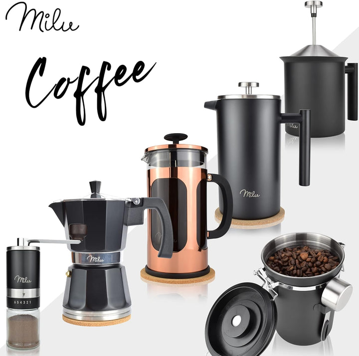 Milu Milchaufschäumer manuell | 400ml, 800ml | Edelstahl Hand Milschäumer für Milch Cappuccino, Kaff