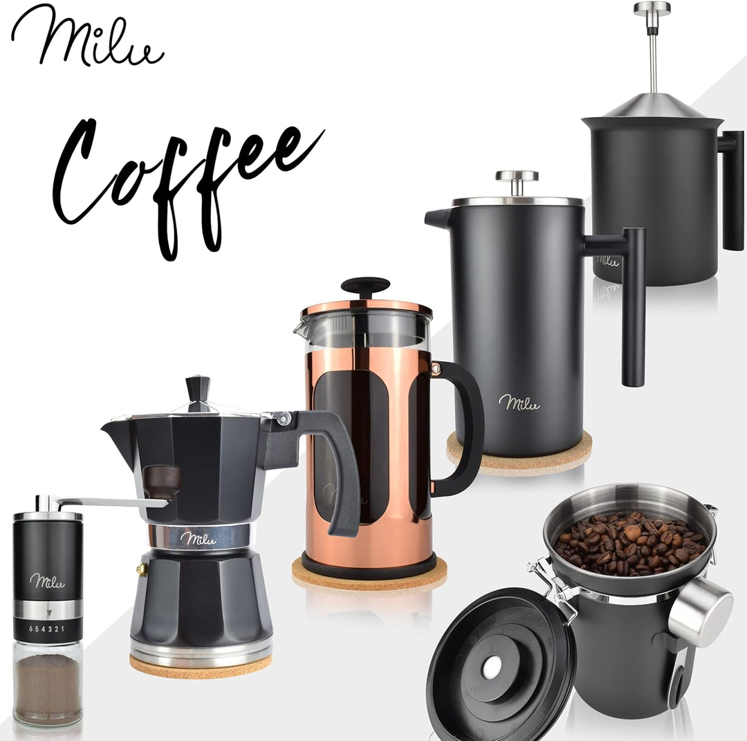Milu Kaffeedose luftdicht | 500g, 700g | Kaffeebohnen Behälter Edelstahl Vorratsdosen Vakuum Kaffeeb