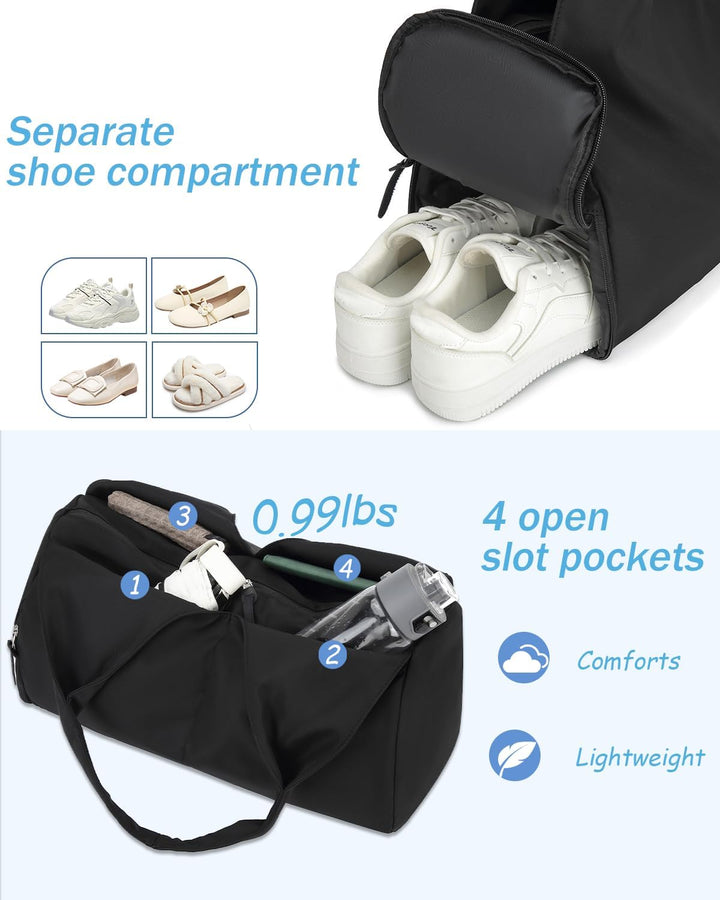 Sporttasche Damen Reisetasche Handgepäck mit Schuhfach & Nassfach Trainingstasche kleine Gym Tasche