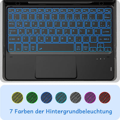 CACOE Hülle Tastatur Kompatibel mit Samsung Galaxy Tab А9+ 2023 11 Zoll Tastatur mit Touchpad, 7-Far