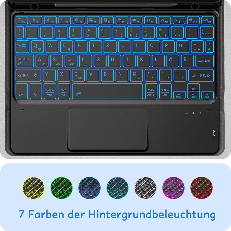 CACOE Hülle Tastatur Kompatibel mit Samsung Galaxy Tab А9+ 2023 11 Zoll Tastatur mit Touchpad, 7-Far