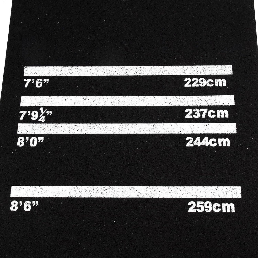 Dart Matte | rutschfeste Schutzmatte mit Stossdämpfung - mit 4 Wurfabständen 300x34 cm Dartteppich -