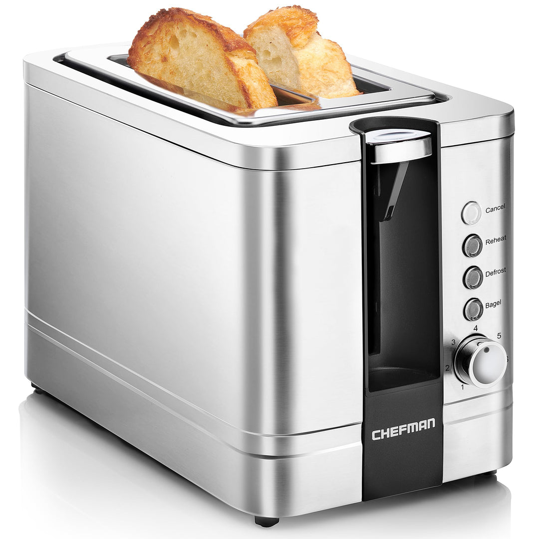 Chefman Edelstahl-Toaster für 2 Scheiben mit 7 Bräunungseinstellungen, extrabreiten Schlitzen für Ba