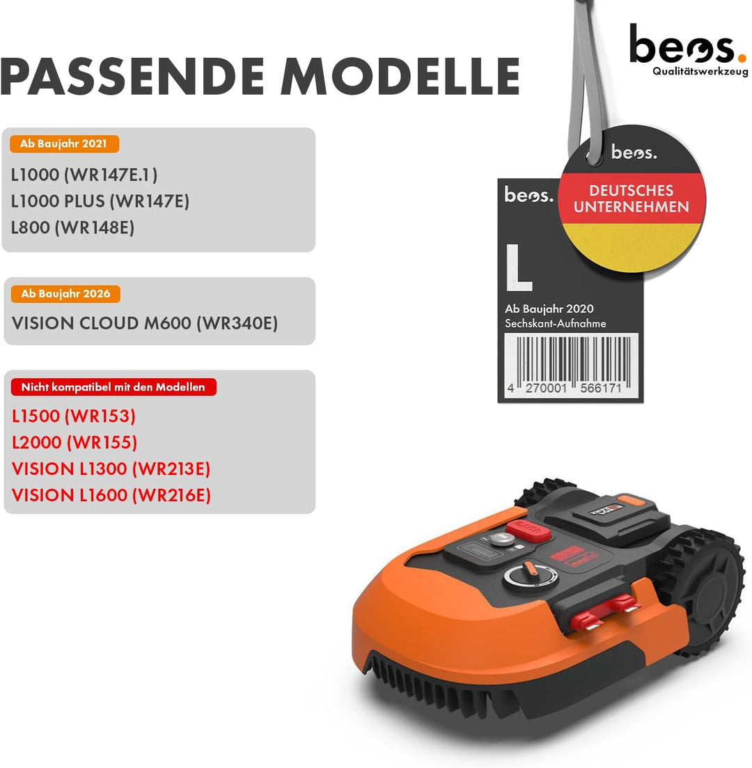 BEOS® Premium Mähroboter Tuning-Messerteller für 6X Klingen - glasfaserverstärkte Messerscheibe - Ra