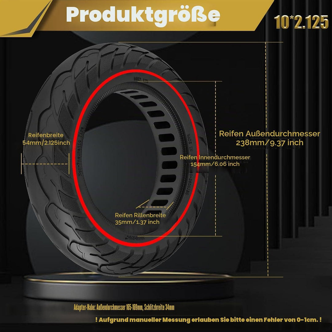 2 Stk. Vollgummireifen 10x2,125 für Xiaomi M365/Pro/Pro 2 Gotrax GXL/XR Elektroroller, rutschfest, p