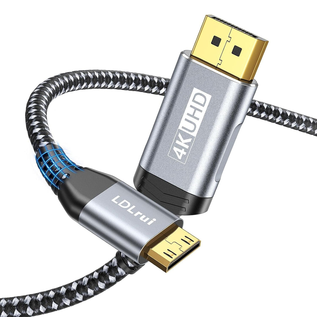 LDLrui DisplayPort zu Mini HDMI Kabel 0,45m [Biegefest, Hochgeschwindigkeits] Unterstützt 4K@60Hz, 2