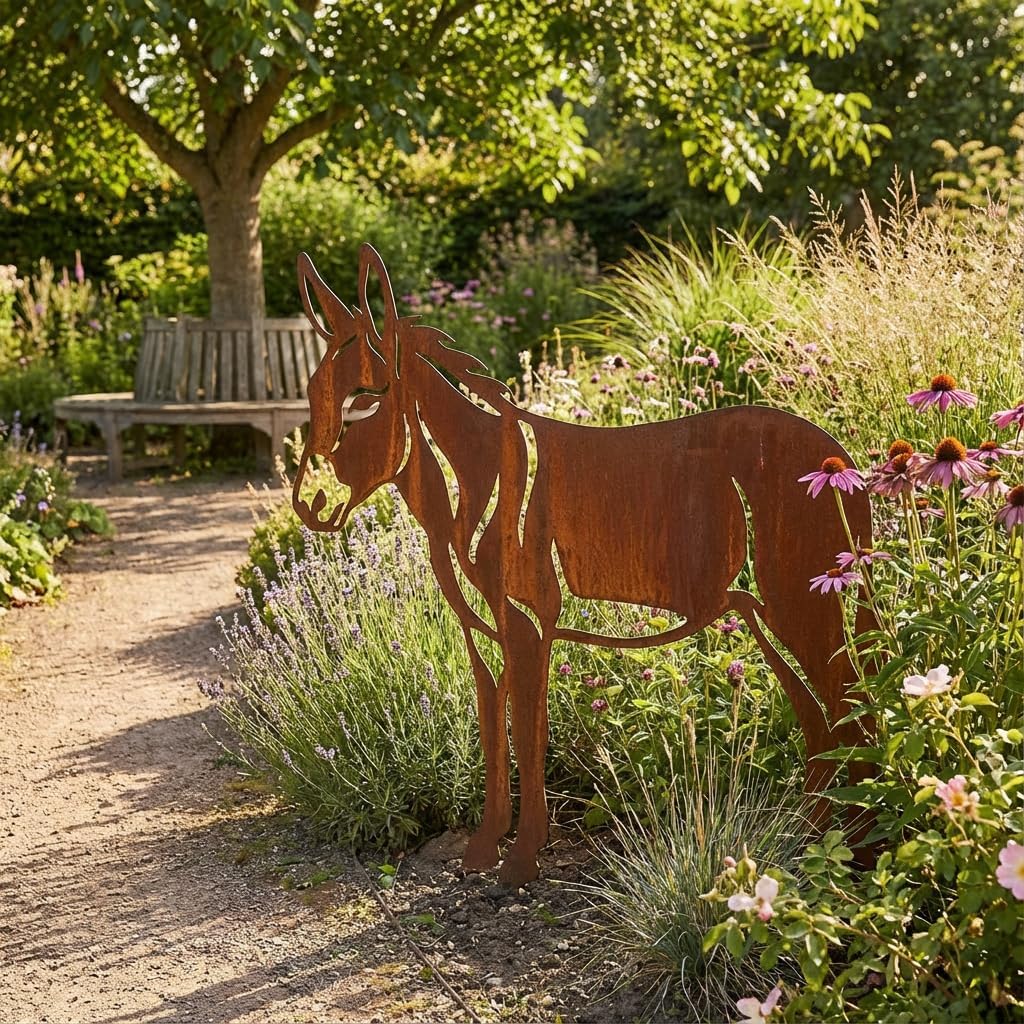 Kapaga - Gartenfigur aus Rost auf Einschlagbeinen - Metall Tierfigur - Edelrost Dekofigur - Tier Fig