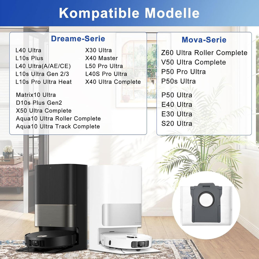 15 Stück Staubbeutel für Dreame L10s Ultra Gen 2/Gen 3, L40s Pro Ultra, X50/X40 Ultra Complete/X30 U
