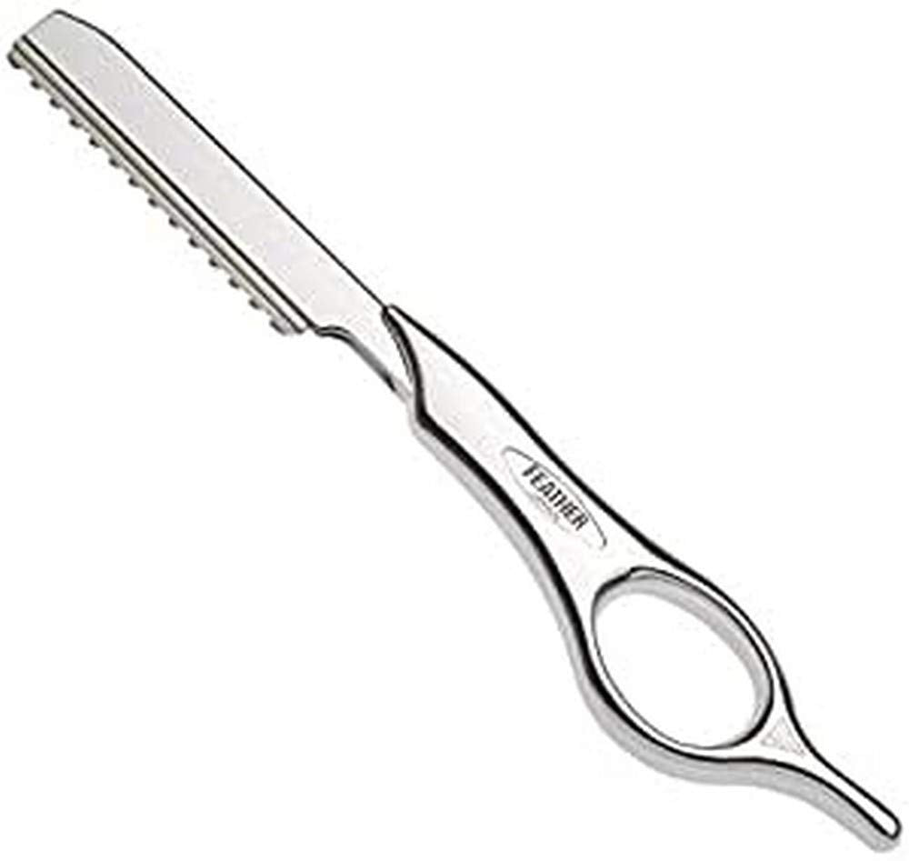 Feather Razor Short version, Styling Messer mit kurzem Griff aus rostfreiem Stahl, silber