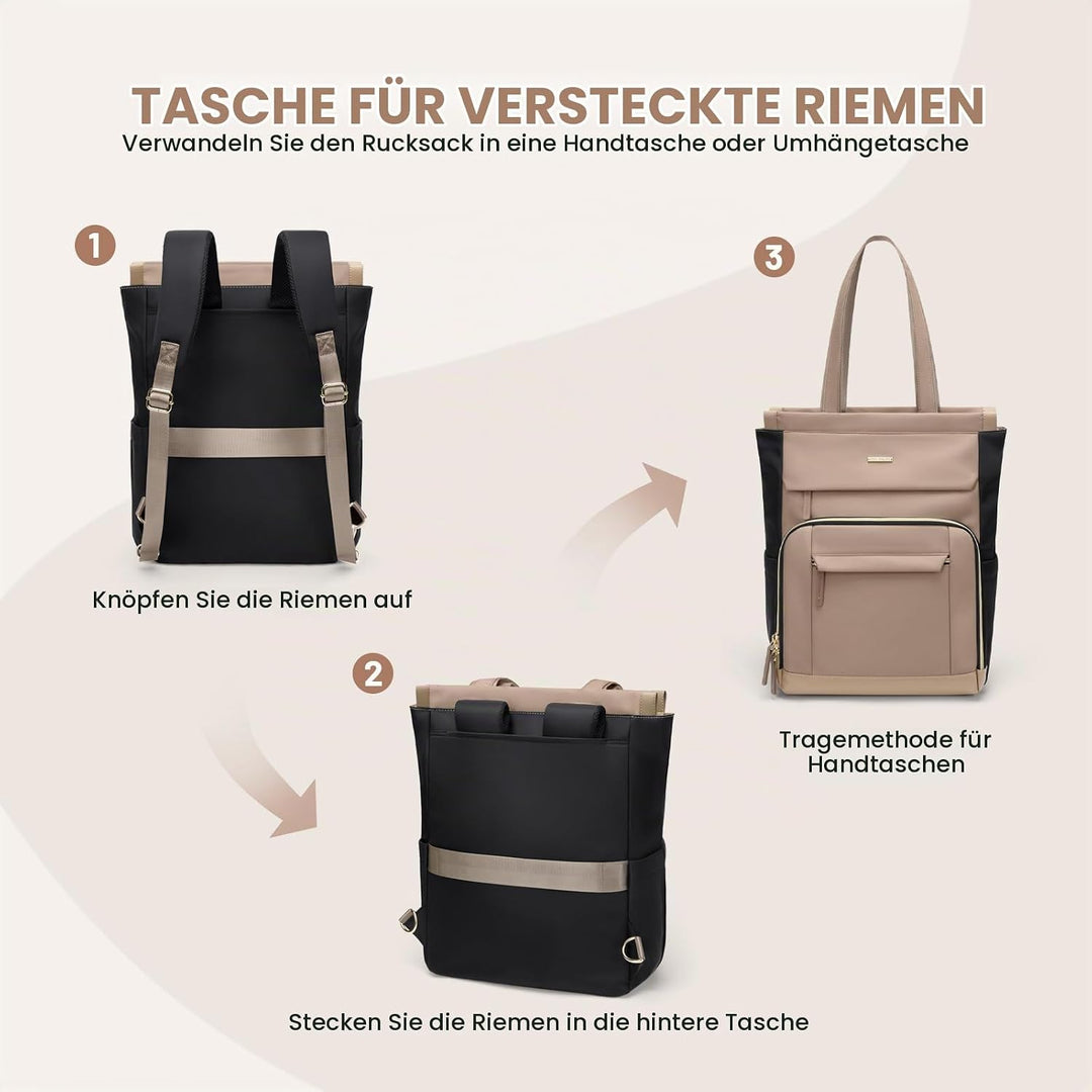Rucksack Damen, Laptop Rucksack 16 Zoll, Tote Bag Arbeitstasche Backpack Women Gross, Rucksäcke Eleg