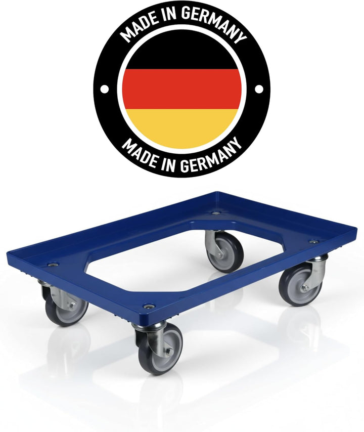 Transportroller Kunststoff 60x40 cm mit 4 Leichtlauf-Lenkrollen (Blau), Blau