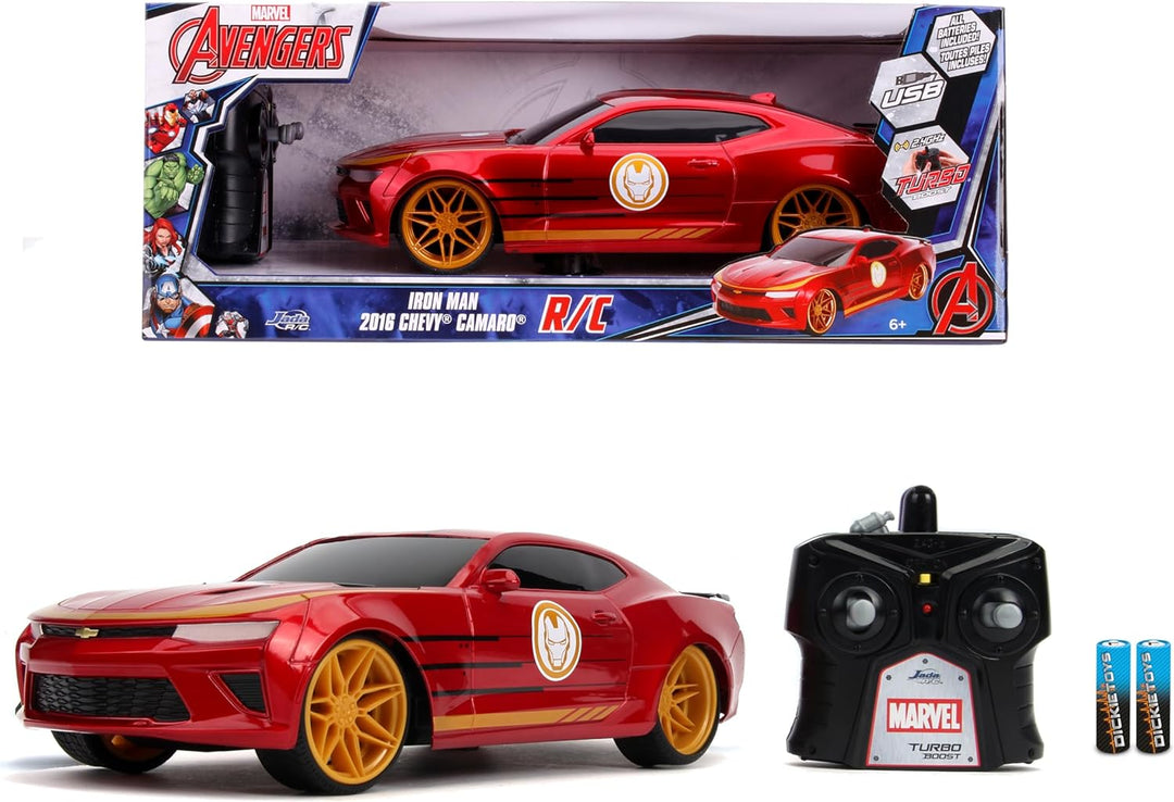 Jada Toys 253226000 Marvel RC, Iron Man 2016 Chevy, Chevrolet Camaro SS, Ferngesteuertes Auto, Turbo