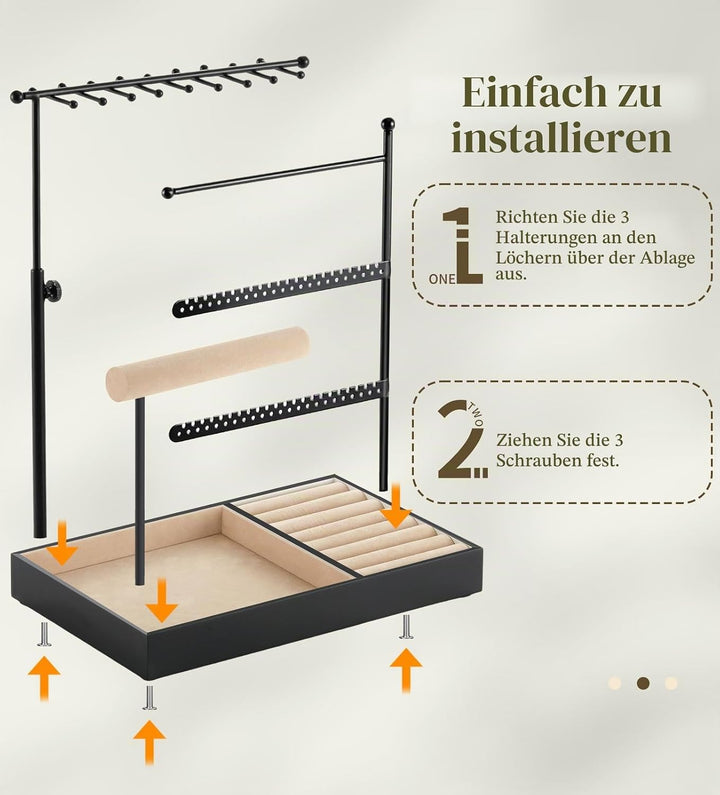 Emibele Schmuck-Halter, Schmuck Organizer Stand Halsketten Ohrringe Armband Halter, 5-Stöckiger Schm