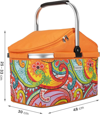 anndora Einkaufskorb 25 Liter Isolierkorb Picknick Kühlkorb - paisley orange Iso: Paisley