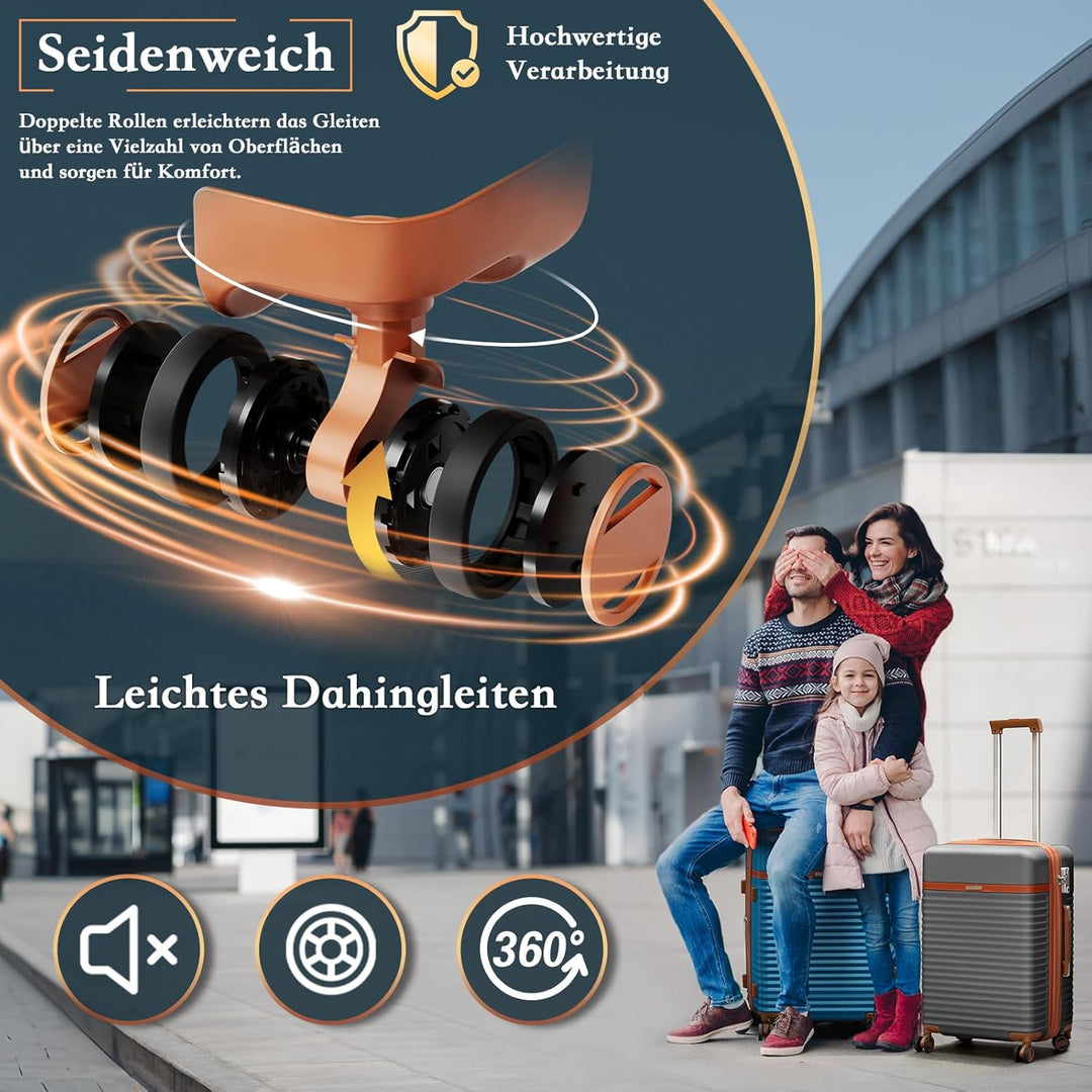 Joyway Kofferset 5tlg von ABS Hartschalen Erweiterbar Trolley Kofferset mit 4 Rollen und TSA-Schloss