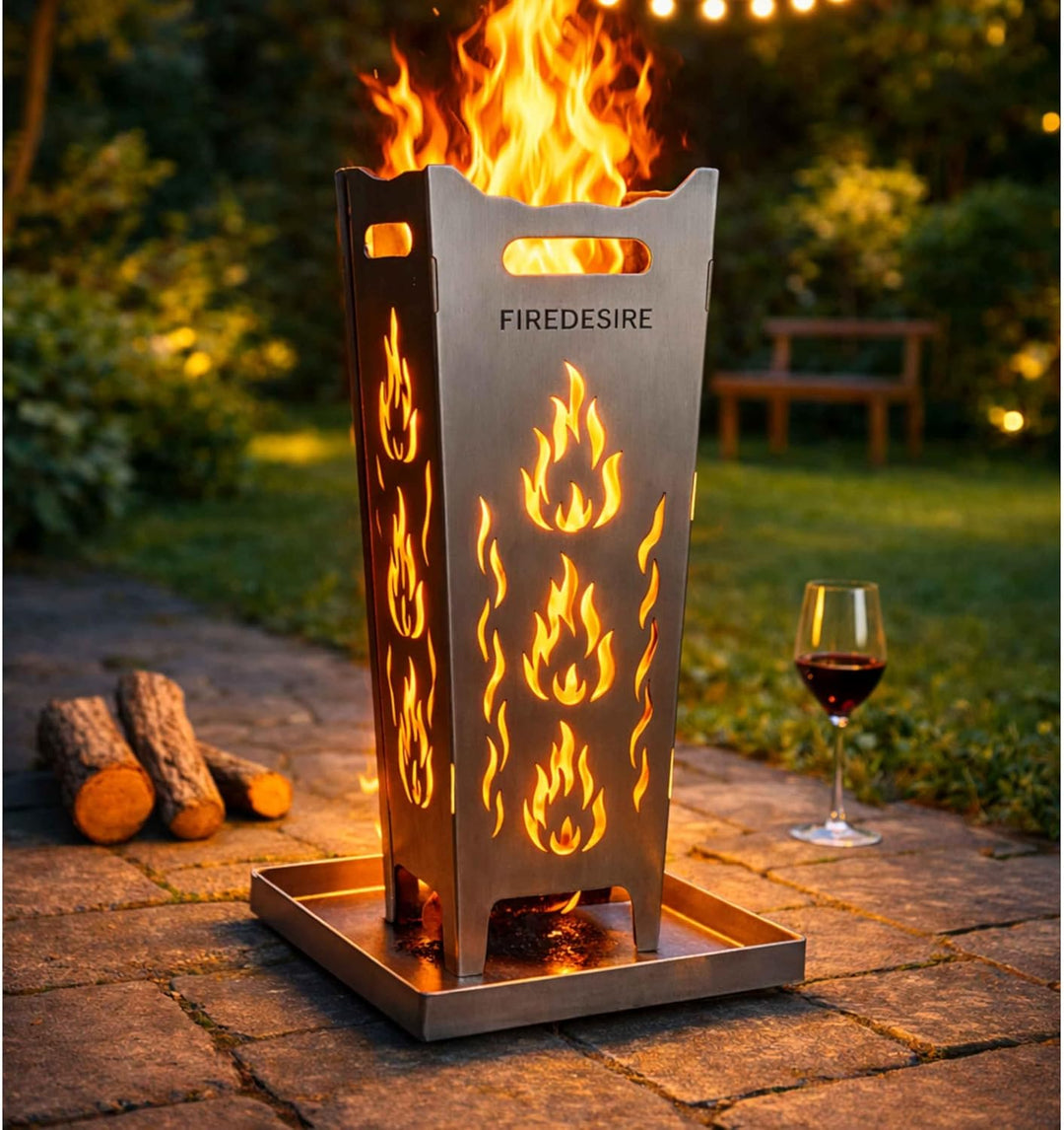 FireDesire Feuerkorb 80cm + Grillplatte + Ascheschale, Feuertonne, Feuerschale, Grilltonne, Ofen, Te