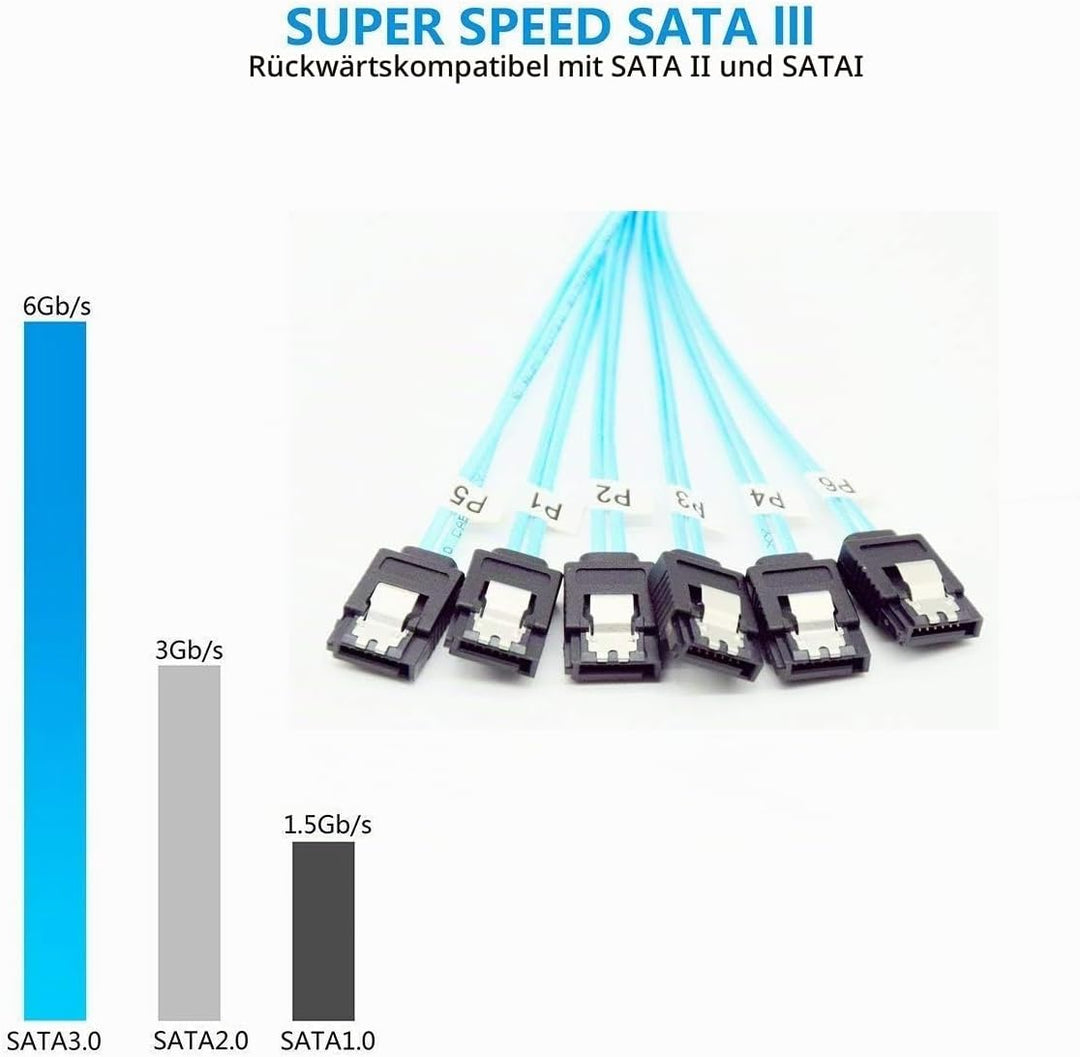 CABLEDECONN Sata 6 SATA Kabel High Speed 6Gbps 6 Teile/sata SAS Kabel Für Server 1M 6pcs/set, 6pcs/s