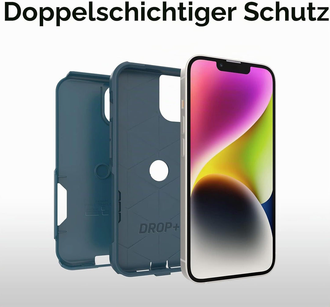 OtterBox Commuter-Serie für iPhone 14 & iPhone 13, Polycarbonat, kabelloses Laden, Blau Pendler-Seri