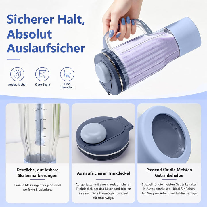 710 ml Reisebecher Ersatz für Ninja Blend Boss Becher, Blau | Mixbecher mit BPA-freier, Undicht, Bru