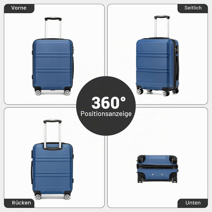 KONO Handgepäck Koffer ABS+PC Hartschalenkoffer, Kabinenkoffer 52x38x21 cm für Lufthansa & Eurowings
