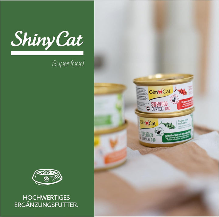 GimCat Superfood ShinyCat Duo Thunfisch mit Zucchini - Katzenfutter mit saftigem Filet ohne Zuckerzu
