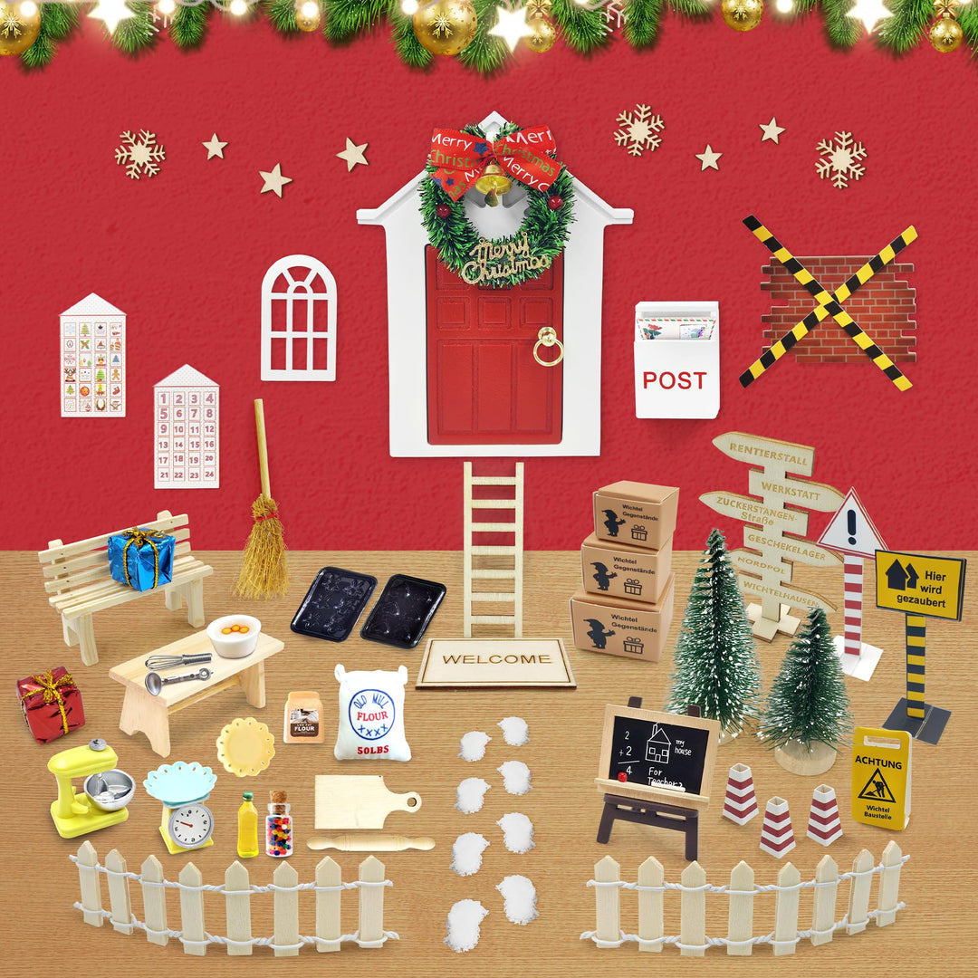 LYLIDIA 60 Stück Wichtel Zubehör Weihnachten Wichteltür Set Wichtel Baustelle Komplettset Niedlich W