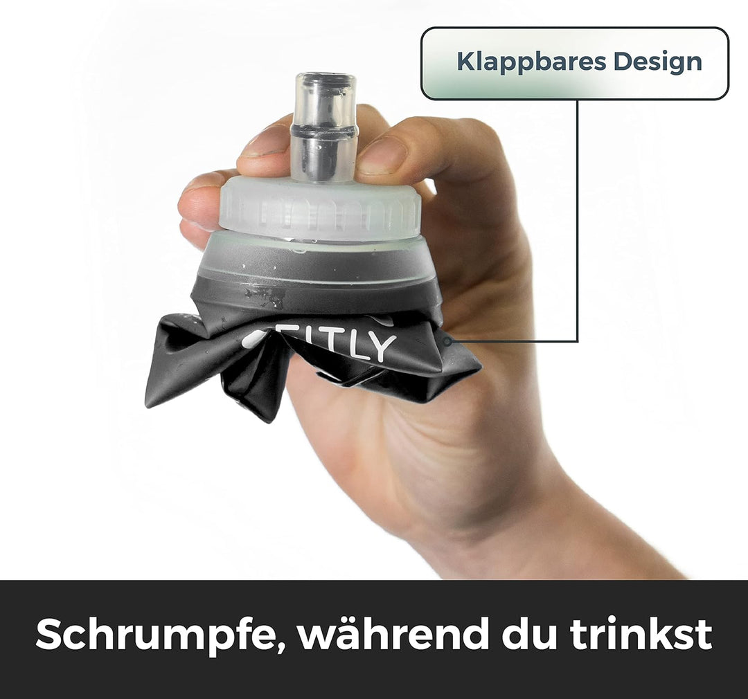 FITLY Faltbare Trinkflasche - Ideal Zum Laufen, Wandern, Radfahren - Lauf Trinkflasche Für Outdoor-S