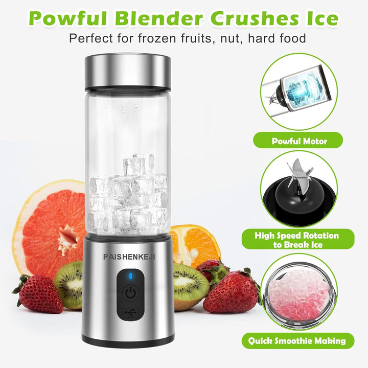 Glas Smoothie Maker Mini Mixer - Standmixer, Tragbarer Mini Blender, 400ml Smoothie Maker to go, USB