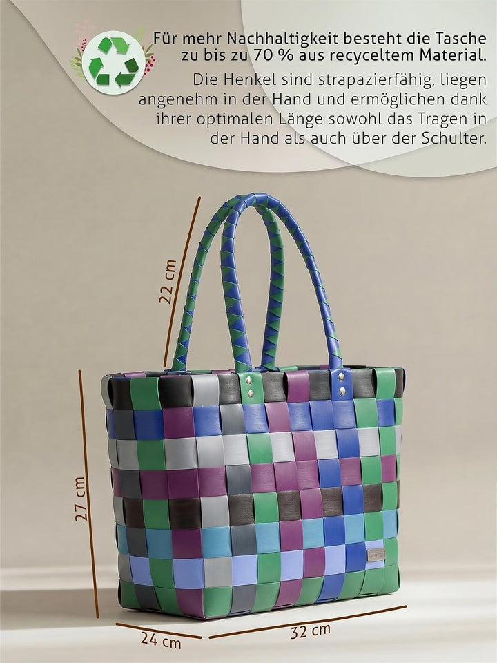 normani Einkaufstasche geflochten mit Henkeln - Tragetasche extra robust Farbe Classic/Tao Classic /
