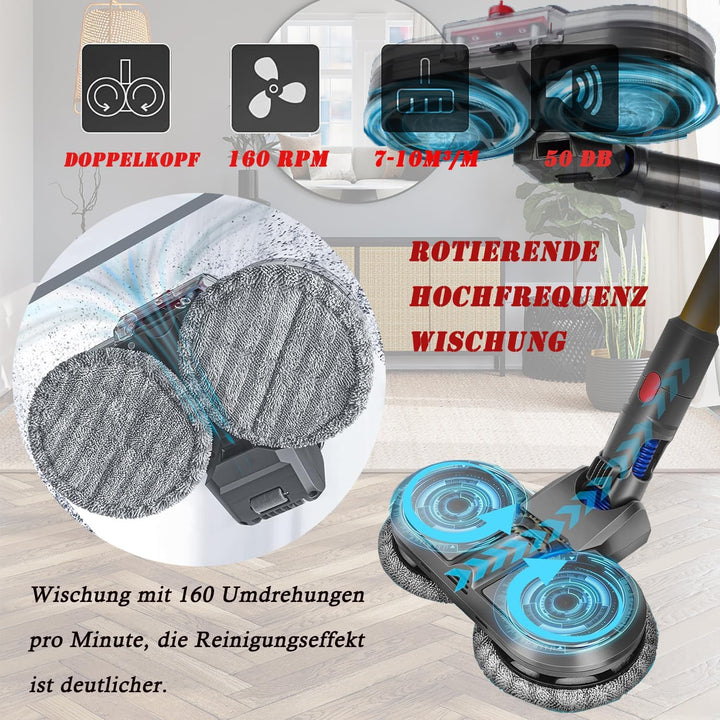Asdazrxy Elektrischer Wischaufsatz für Dyson V11 V10 V8 V7 V15 Staubsauger, Wischaufsatz für Dyson m