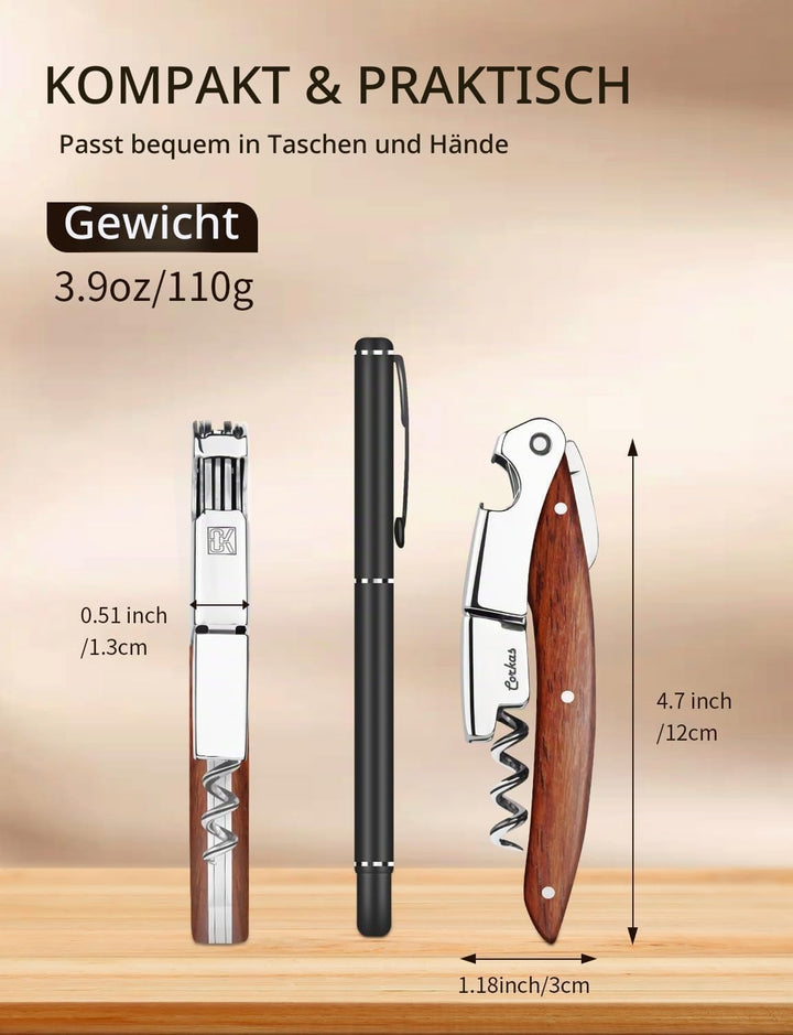 CORKAS Kellnermesser - Profi Korkenzieher multifunktionaler Weinöffner, Folienschneider und Flaschen