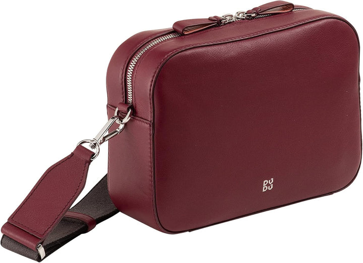 DuDu Damen Umhängetasche aus Leder, Kamera Bag mit abnehmbarem Riemen, kompakte elegante Lederhandta