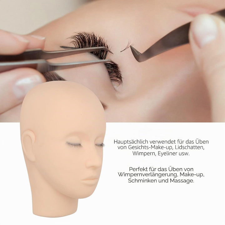 Wimpern-Mannequin-Kopf, 3 Schichten Silikon-Wimpern-Mannequin-Kopf mit Augenlidern, Wimpernverlänger