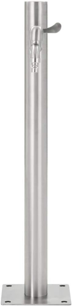 Festnight Wassersäule Garten Mit Wasserhahn Edelstahl Rund Wassersäule 65 cm Gartenwasserhahn Säule