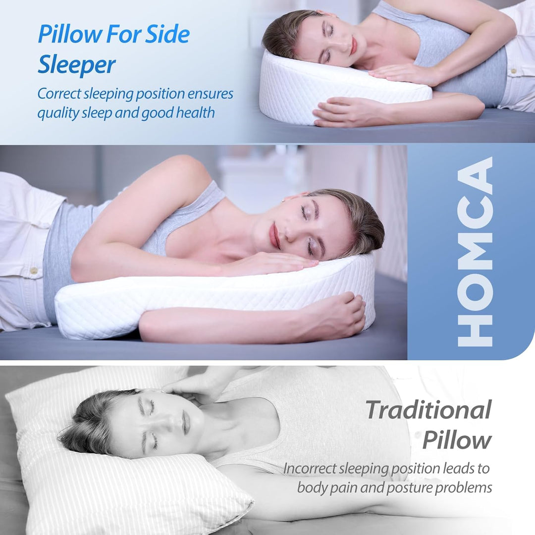 HOMCA Seitenschläferkissen U-förmiges Memory Foam Kopfkissen Ergonomisches Für Bauchschläfer und Sei