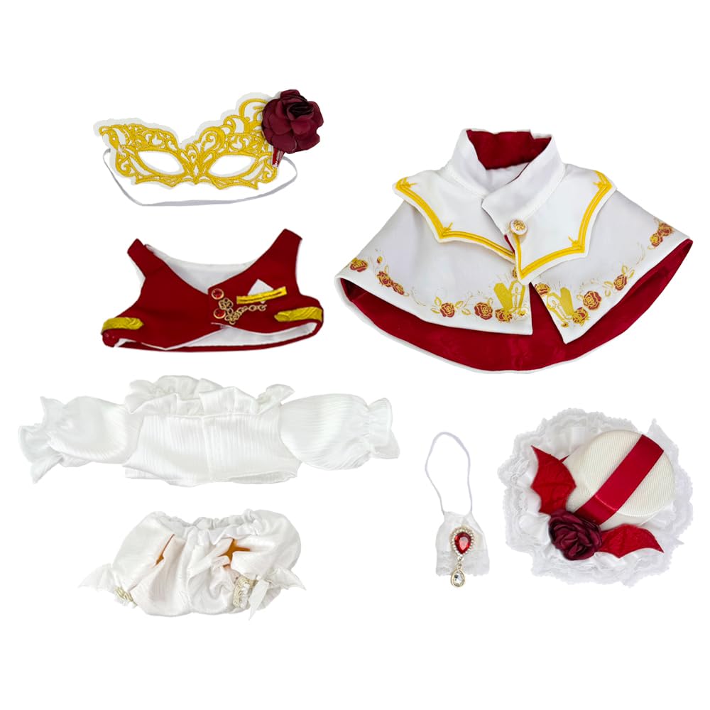 niannyyhouse Plüschpuppenkleider-Set, 8 Zoll Stofftierzubehör mit Hut, Fliege, Augenmaske, Weste, He